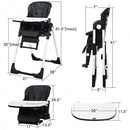 4 in 1 High Chair–Booster Seat with Adjustable Height and Recline-Black