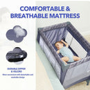 Portable Foldable Baby Playard Nursery Center with Changing Station-Gray