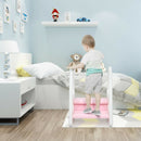 Kids Step Stool Learning Helper with Armrest for Kitchen Toilet Potty Training-Pink