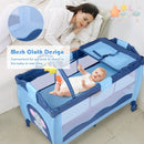 Portable Baby Crib Playpen Playard Pack Travel Infant Bassinet Bed Blue