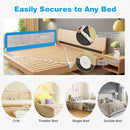 71 Inch Extra Long Swing Down Bed Guardrail with Safety Straps-Blue