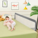 71 Inch Extra Long Swing Down Bed Guardrail with Safety Straps-Gray