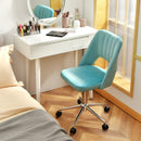 Adjustable Velvet Accent Swivel Vanity Office Chair with Chrome Base-Green