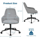 Linen Accent Adjustable Rolling Swivel Home Office Chair with Armrest-Gray