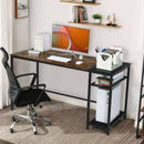 55 Inch Reversible Computer Desk with Adjustable Storage Shelves-Rustic Brown