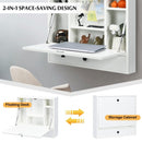 Wall-Mount Floating Desk Foldable Space Saving Laptop Workstation White