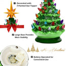 9.5 inch Prelit Hand-Painted Ceramic Battery Powered Christmas Tree