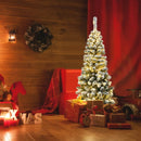 4.5 Feet Pre-Lit Snow Flocked Pencil Christmas Tree with 150 LED Light