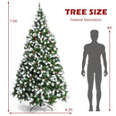 Pre-lit Snow Flocked Christmas Tree with Red Berries and LED Lights
