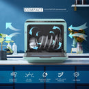 Countertop Air Drying Dishwasher with Water Tank and 5 Programs-Green