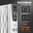 1500 W Electric Portable Oil Filled Space Heater with Adjustable Thermostat