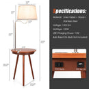 End Table Lamp Bedside Nightstand Lighting with Wireless Charger-Coffee