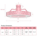 23" Ceiling Fan with LED Light and Remote Control-Pink