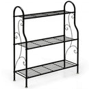 3-Tier Scrollwork Designed Metal Plant Stand-Black