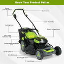 40V 18 Inch Brushless Cordless Push Lawn Mower 4.0Ah Batteries and 2 Charger (2 x 20V)-Green