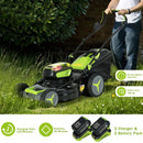 40V 18 Inch Brushless Cordless Push Lawn Mower 4.0Ah Batteries and 2 Charger (2 x 20V)-Green