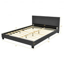 Full Upholstered Platform Bed Frame with Headboard Wood Slat-Gray