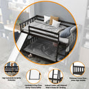 Twin over Twin Bunk Wooden Low Bed with Slide Ladder for Kids-Espresso