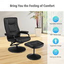 Swivel Lounge Chair Recliner with Ottoman-Black