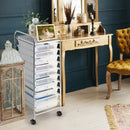 10 Drawer Rolling Storage Cart Organizer-Clear