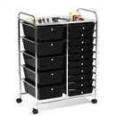 15-Drawer Utility Rolling Organizer Cart Multi-Use Storage-Black