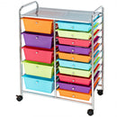 15-Drawer Utility Rolling Organizer Cart Multi-Use Storage-Deep Multicolor