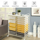 15-Drawer Storage Rolling Organizer Cart-Yellow