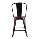 Set of 4 Industrial Metal Counter Stool Dining Chairs with Removable Backrest-Cooper