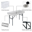 4 Foot Plastic Party Ice Folding Table with Matching Skirt