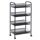 Black-Gray 4 Tier Storage Rack Trolley Cart-Black