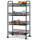 Black-Gray 4 Tier Storage Rack Trolley Cart-Black