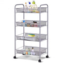 Black-Gray 4 Tier Storage Rack Trolley Cart-Gray