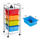 4-Drawer Cart Storage Bin Organizer Rolling with Plastic Drawers-Multicolor