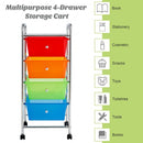 4-Drawer Cart Storage Bin Organizer Rolling with Plastic Drawers-Transparent Multicolor