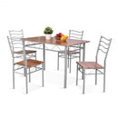 5 pcs Wood Metal Dining Table Set with 4 Chairs-Walnut