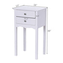 Side Table End Accent Table w- 2 Drawers-White