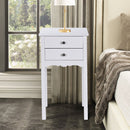 Side Table End Accent Table w- 2 Drawers-White