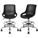 Set of 2 Armless PP Swivel Height Adjustable Desk Chair w- Footrest-Black