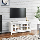 50" TV Stand Modern Wood Storage Console with 2 Doors-White