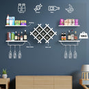 Set of 5 Wall Mount Wine Rack Set w- Storage Shelves-White