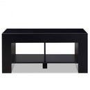 2-tier Wood Coffee Table Sofa Side Table with Storage Shelf-Black