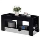 2-tier Wood Coffee Table Sofa Side Table with Storage Shelf-Black