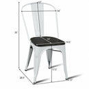 4 pcs Tolix Style Metal Dining Side Chair Stackable Wood Seat-White