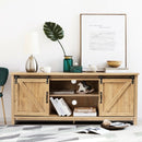 TV Stand Media Center Console Cabinet with Sliding Barn Door - Oak