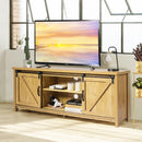 TV Stand Media Center Console Cabinet with Sliding Barn Door - Oak