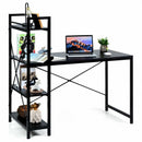 47.5" Writing Study Computer Desk with 4-Tier Shelves-Black