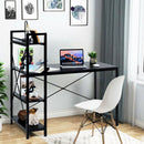 47.5" Writing Study Computer Desk with 4-Tier Shelves-Black