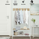 3 in 1 Industrial Coat Rack with 2-tier Storage Bench and 5 Hooks-Natural