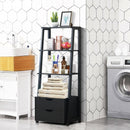 4-Tier Ladder Bookshelf Storage Display with 2 Drawers