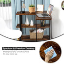360° Rotating Sofa Side Table with Storage Shelves and Wheels-Rustic Brown